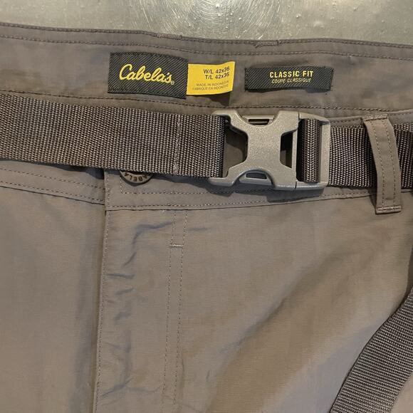 Cabela’s Convertible Cargo Pants Men 42x36 Belted Classic Fit Ankle Zip Gray - Picture 3 of 9